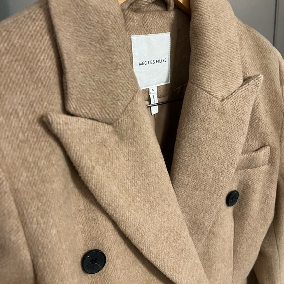 Avec Les Filles Double-Breasted Camel Pea Coat - Picture 6 of 7